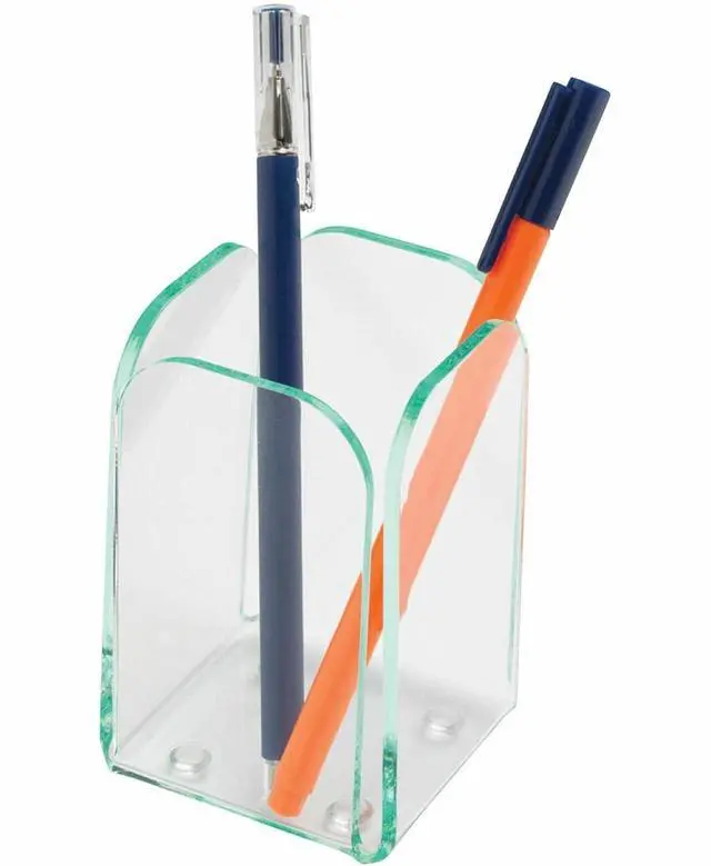 Alt view image 6 of 7 - Lorell Transparent Pencil Cup 2-3/4"x2-3/4"x4-3/4" CL/Green 80656