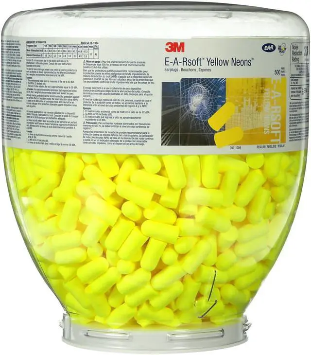 Alt view image 3 of 3 - E-A-R Classic Earplugs, Soft Foam, Neon Yellow, Bottle Of 1,000