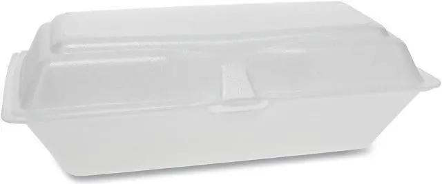 Main image of Pactiv Foam Hinged Lid Containers Single Tab Lock Hoagie 9.75 x 5 x 3.25 1-Compartment White 560/Carton 0TH10099Y000