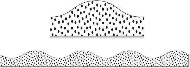 Alt view image 2 of 3 - Ashley Productions Magnetic Scalloped Border 1" x 72' Black Messy Dots on White (ASH11426-6)