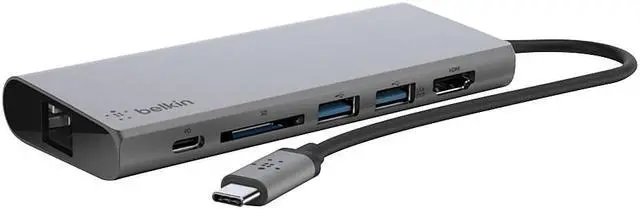 Alt view image 20 of 20 - BELKIN COMPONENTS F4U092BTSGY USB-C MULTIMEDIA HUB+ POWER,SPACE GRAY