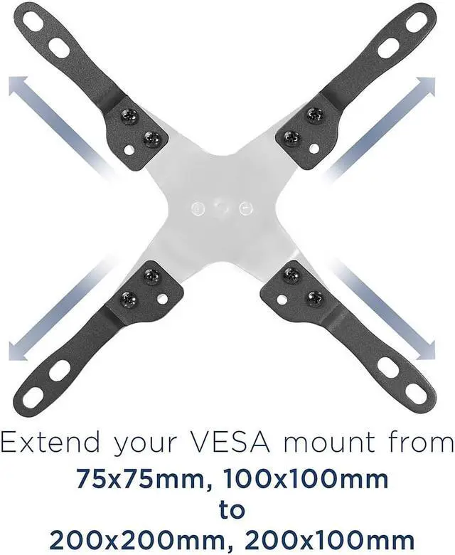 Alt view image 8 of 8 - Mount-It! VESA Mount Adapter Kit | TV Wall Mount Bracket Adapter Converts 75x75 and 100x100 mm Patterns to 200x100 and 200x200 mm