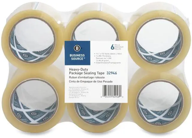 Main image of Business Source Sealing Tape Heavy Duty 3" Core 110YD 1.6mil 6Rolls CLR 32946