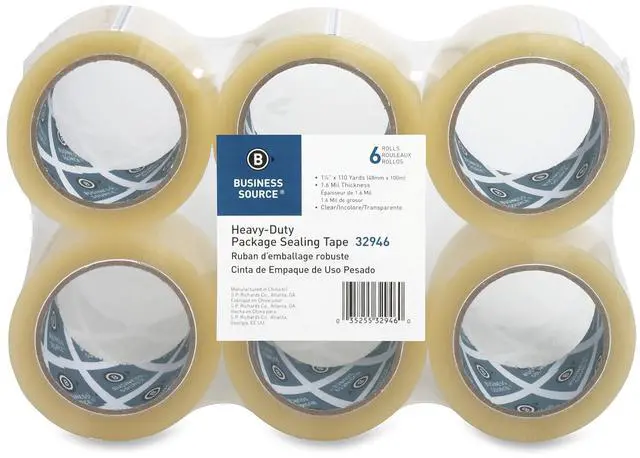 Alt view image 2 of 5 - Business Source Sealing Tape Heavy Duty 3" Core 110YD 1.6mil 6Rolls CLR 32946