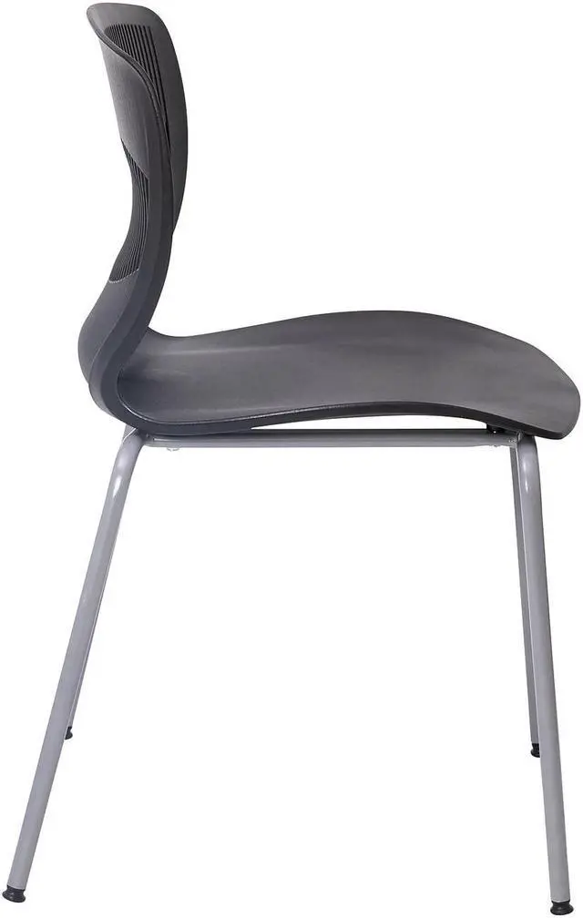 Alt view image 12 of 20 - HERCULES Series Commercial Grade 770 lb. Capacity Ergonomic Stack Chair with Lumbar Support and Silver Steel Frame - Black