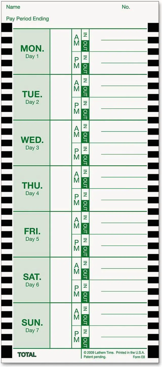 Alt view image 3 of 4 - Lathem Weekly Attendance Card 1 PK