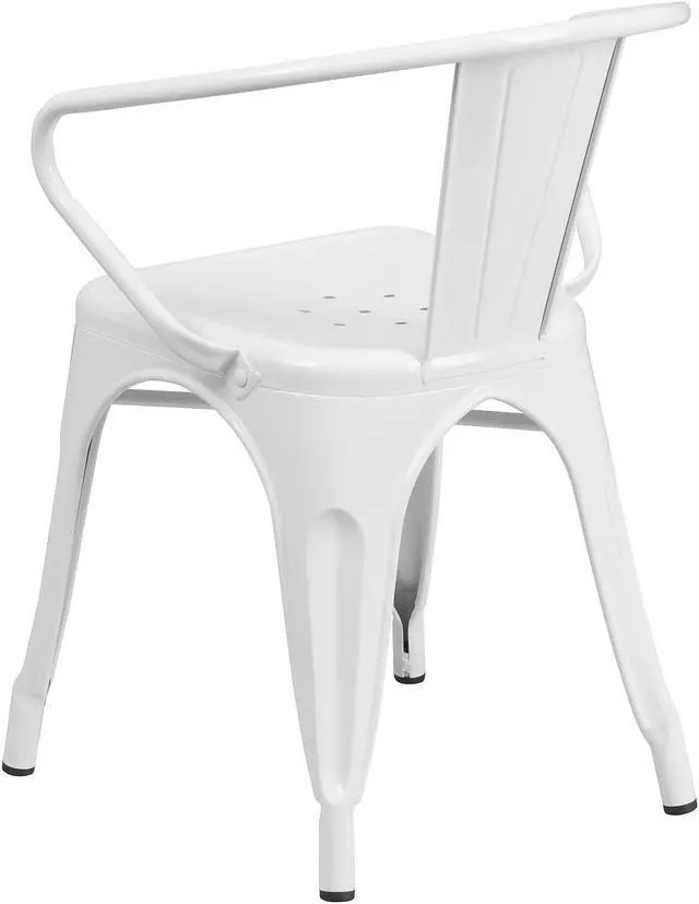 Alt view image 13 of 15 - FLASH FURNITURE 4-CH-31270-WH-GG White Metal Indoor-Outdoor Chair with Arms