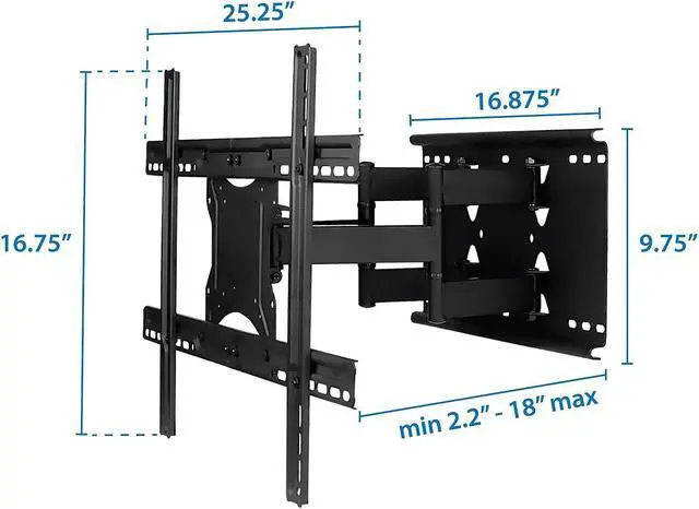Alt view image 14 of 14 - Mount-It! Articulating Wall TV Mount 132 Lbs. Max. (MI-385)