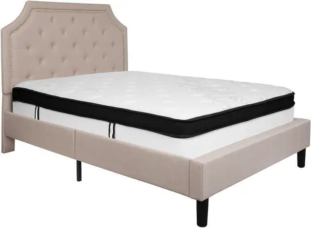 Alt view image 9 of 17 - Tribeca King Size Tufted Upholstered Platform Bed in Light Gray Fabric