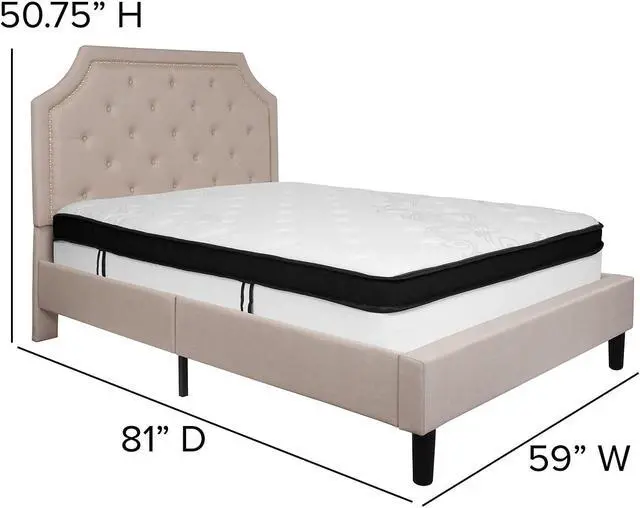 Alt view image 11 of 17 - Tribeca King Size Tufted Upholstered Platform Bed in Light Gray Fabric