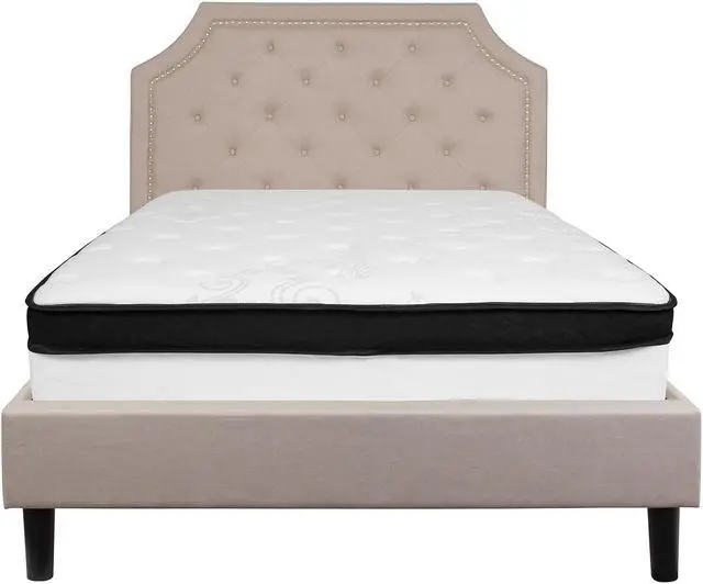 Alt view image 14 of 17 - Tribeca King Size Tufted Upholstered Platform Bed in Light Gray Fabric