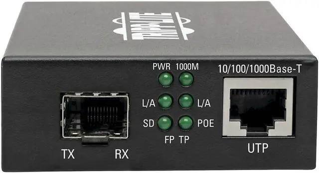 Alt view image 12 of 17 - Tripp Lite Gigabit SFP Fiber to Ethernet Media Converter, POE+ - 10/100/1000 Mbps