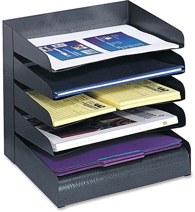 Alt view image 12 of 13 - Safco Steel Desk Tray Sorter 5-Tier Ltr 12"x9-1/2"x11-1/4" BK 3127BL