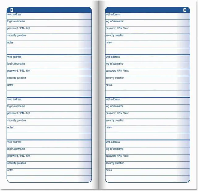 Main image of Adams Password Journal 3 1/4 x 6 1/4 192 Entries APJ99