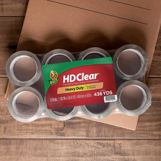 Alt view image 5 of 12 - Duck Heavy-Duty Carton Packaging Tape 1.88" x 55 yards Clear 8/Pack 282195