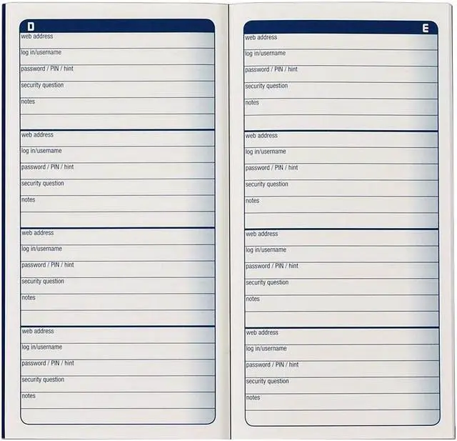 Alt view image 9 of 9 - Adams Password Journal 3 1/4 x 6 1/4 192 Entries APJ99