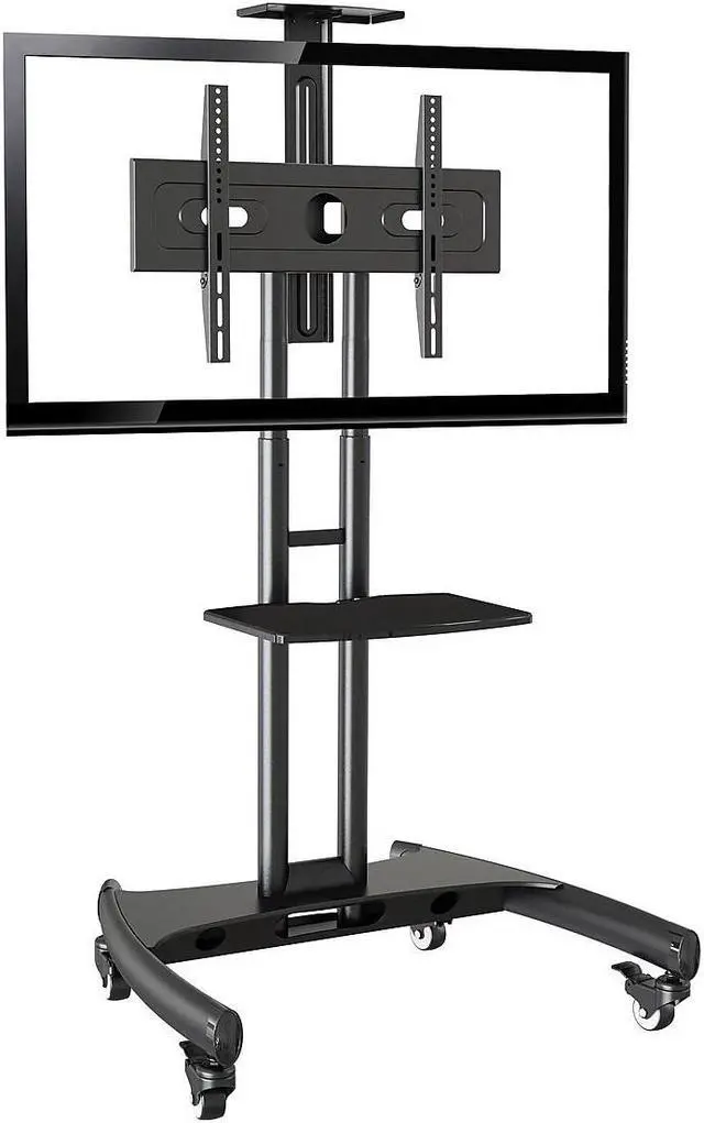 Alt view image 9 of 13 - Rocelco VSTC Standard Rolling, Mobile TV Cart Mount (Black) Mobile Cart