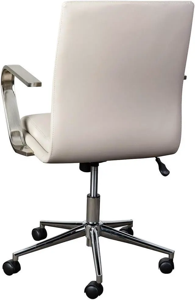 Alt view image 10 of 15 - James Mid-Back Designer Executive LeatherSoft Office Chair with Brushed Chrome Base and Arms, Taupe