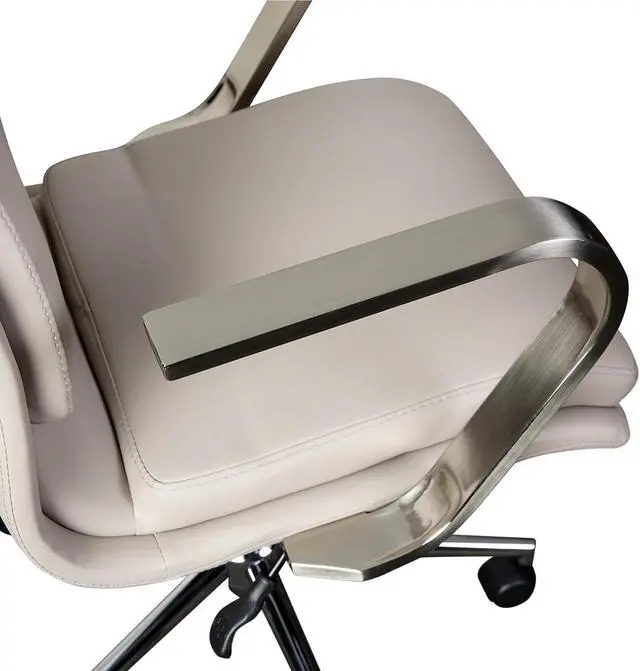 Alt view image 11 of 15 - James Mid-Back Designer Executive LeatherSoft Office Chair with Brushed Chrome Base and Arms, Taupe