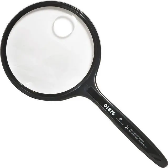 Main image of Sparco Round Hand-Held Magnifier 2X Main/4X Bifocal 3-1/2" BK 01876
