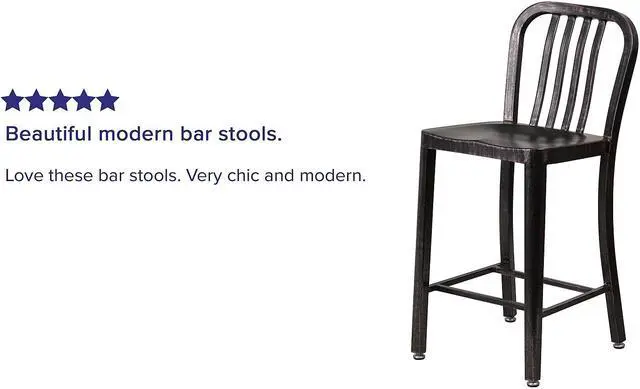 Alt view image 6 of 14 - Flash Furniture 24" High Black-Antique Gold Metal Indoor-Outdoor Counter Stool with Vertical Slat Back 2 Pack (2CH6120024BQ)