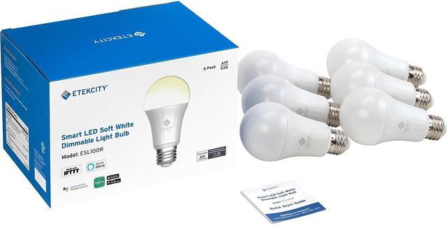 ETEKCITY Smart LED Bulb, Cool-to-Warm White Light, 6/Pack