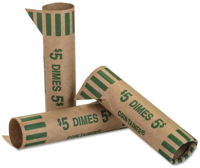 Alt view image 6 of 7 - Coin-Tainer Preformed Tubular Coin Wrappers Dimes $5 1000 Wrappers/Box 20010