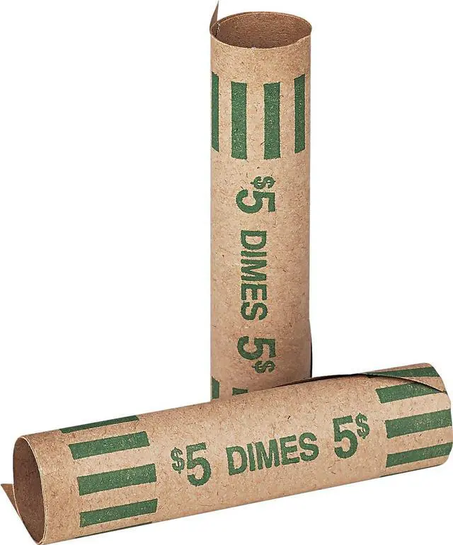 Alt view image 7 of 7 - Coin-Tainer Preformed Tubular Coin Wrappers Dimes $5 1000 Wrappers/Box 20010