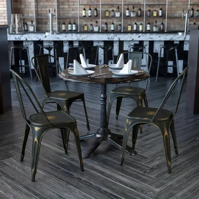 Alt view image 2 of 17 - 4 Pk. Distressed Copper Metal Indoor Stackable Chair