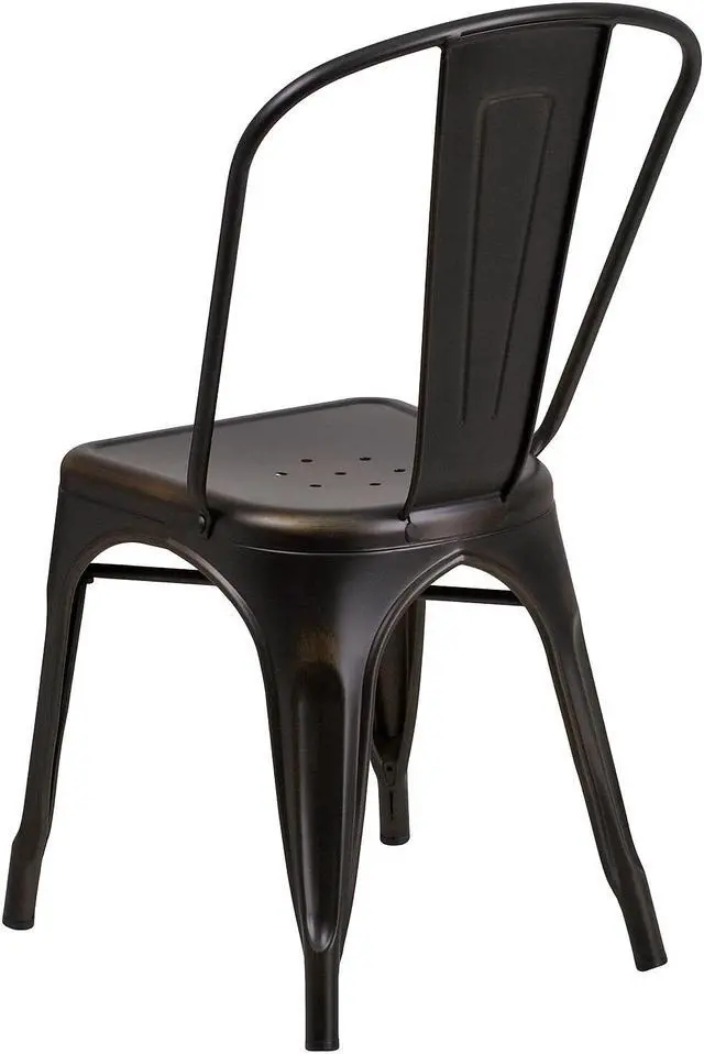 Alt view image 17 of 17 - 4 Pk. Distressed Copper Metal Indoor Stackable Chair