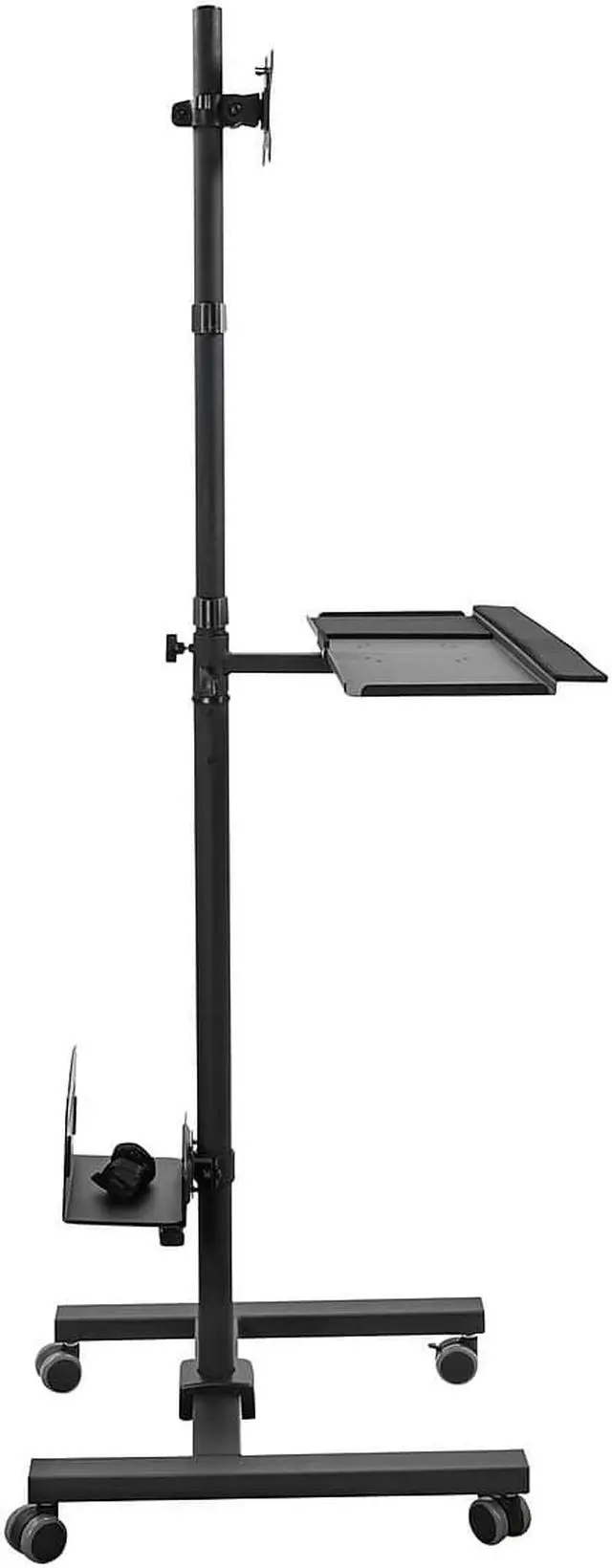 Alt view image 9 of 14 - Mount-It! Rolling Computer Cart | Mobile Workstation with Tray Monitor Mount and CPU Holder