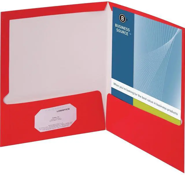 Alt view image 6 of 6 - Business Source Two-Pocket Folders with Business Card Holder