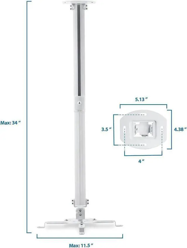 Alt view image 19 of 19 - Mount-It! Projector Ceiling Mount Height Adjustable Universal Stand (MI-606L)