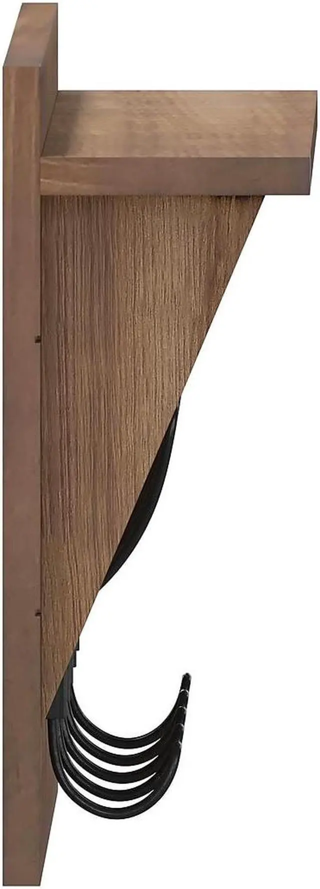 Alt view image 12 of 19 - Daly Wall Mounted 24 Inch Solid Pine Wood Storage Rack with Upper Shelf and 5 Hooks For Entryway, Kitchen, Bathroom, Rustic Brown