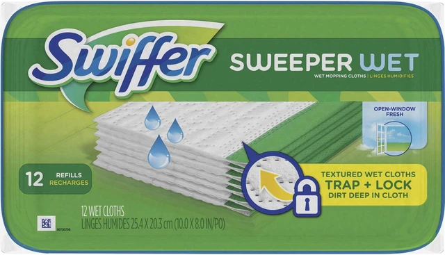 Alt view image 2 of 14 - Swiffer Sweeper Wet Cloth Refill 12shts/PK White 95531