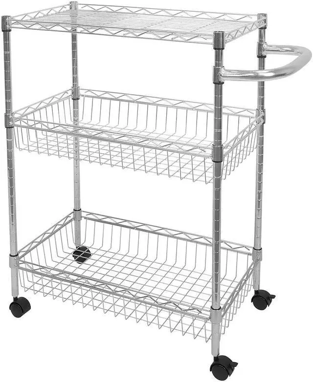 Alt view image 2 of 13 - Mount-It! 3-Tier Rolling Utility Cart | Silver