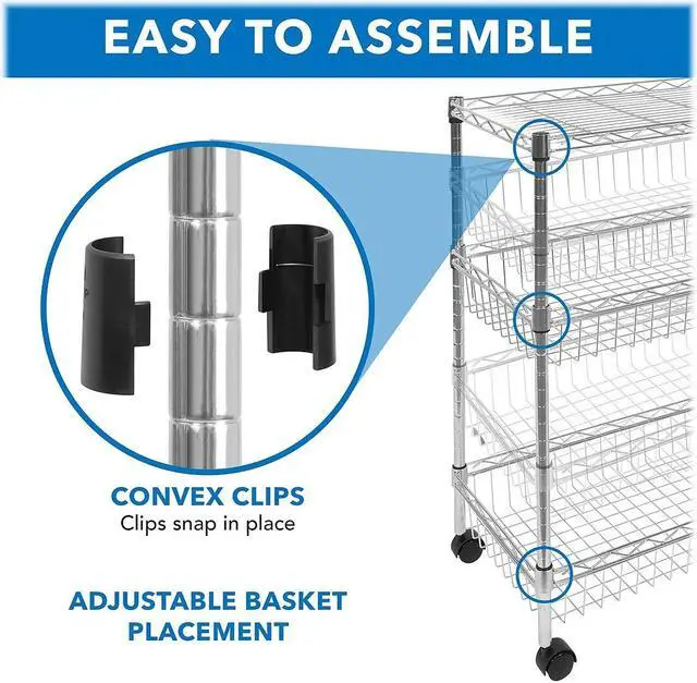 Alt view image 11 of 13 - Mount-It! 3-Tier Rolling Utility Cart | Silver