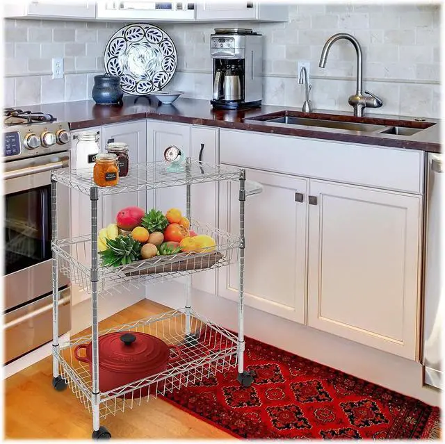 Alt view image 13 of 13 - Mount-It! 3-Tier Rolling Utility Cart | Silver