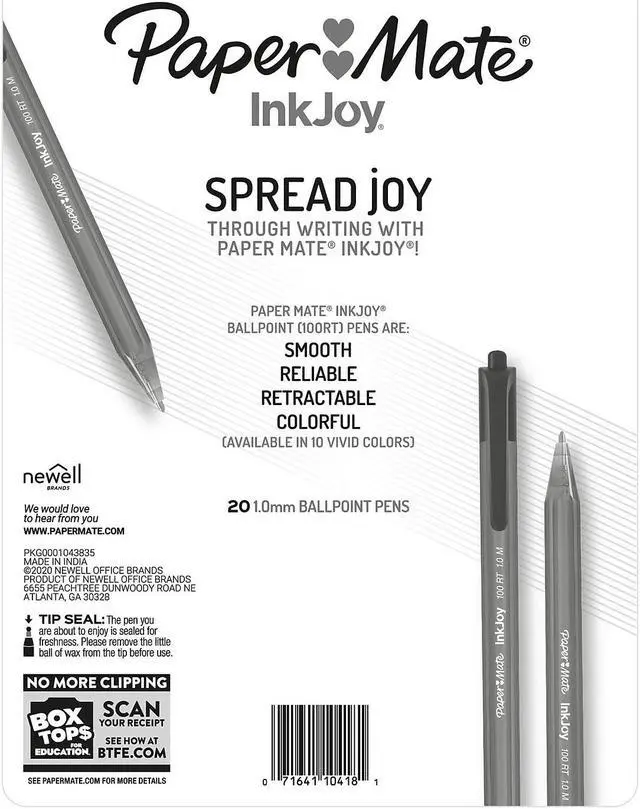 Alt view image 7 of 7 - Paper Mate InkJoy 100RT Retractable Ballpoint Pen 1.0mm Black Ink 20/Pack 1879090