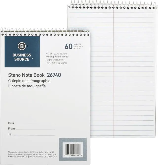 Main image of Business Source Steno Notebook Greg Ruled 6"x9" 60 Sheets White Paper 26740