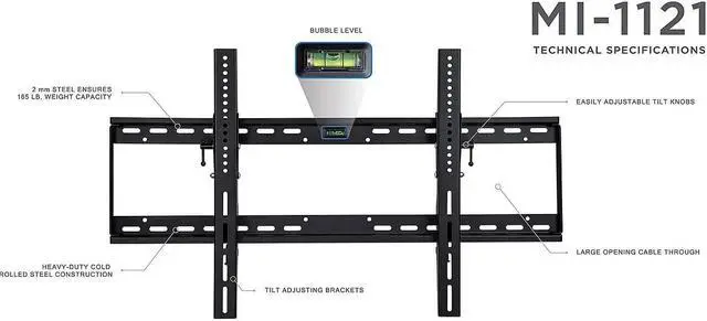Alt view image 4 of 8 - Mount-It! TV Wall Mount Bracket for Flat Screen Tilt and Low Profile (MI-1121) MI-1121L