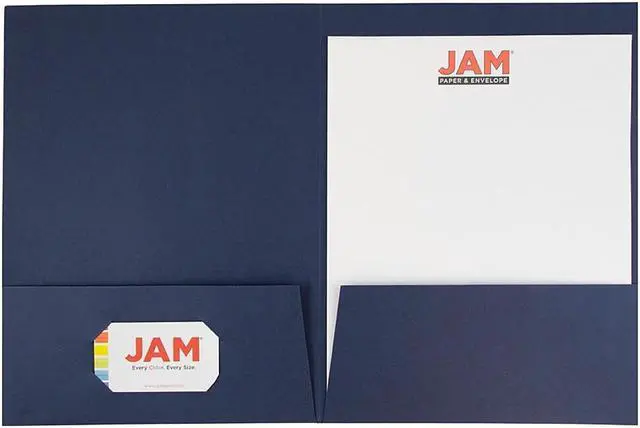 Alt view image 3 of 7 - JAM Paper Two-Pocket Textured Linen Business Folders Navy Blue Bulk 50/Box
