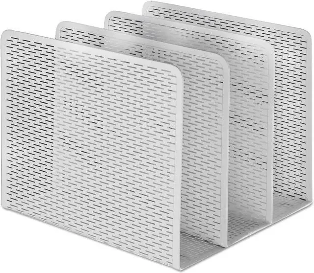 Alt view image 4 of 4 - Artistic Urban Collection Punched Metal File Sorter Three Sections 8 x 8 x 7 1/4 White ART20009WH