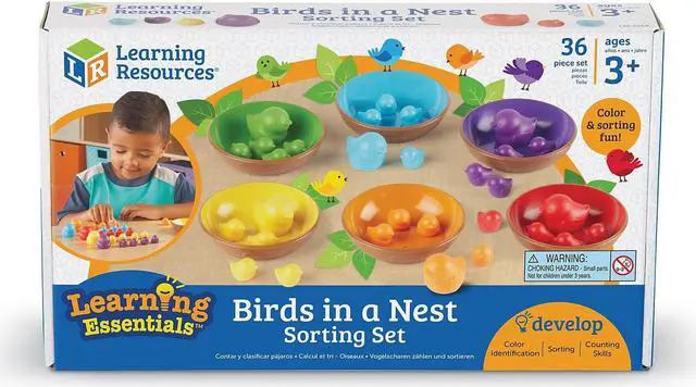 Alt view image 19 of 19 - Learning Resources Learning Essentials Birds in a Nest Sorting Se - 36 Piece