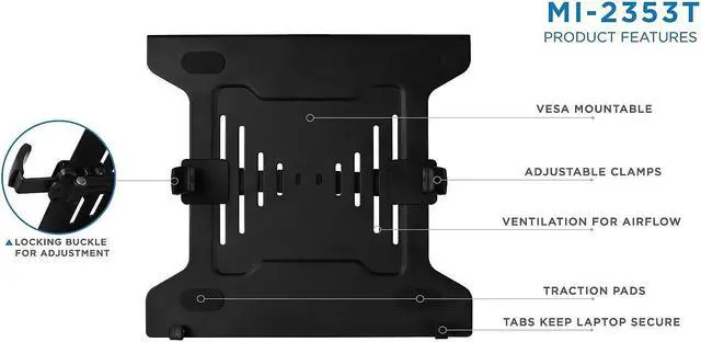 Alt view image 11 of 14 - Mount-It! Laptop Holder Mount Tray 16" Max Screem | Attaches to Monitor Stand