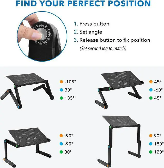 Alt view image 12 of 16 - Mount-It! Notebook Stand | Adjustable Vented Notebook Table |Portable and Lightweight