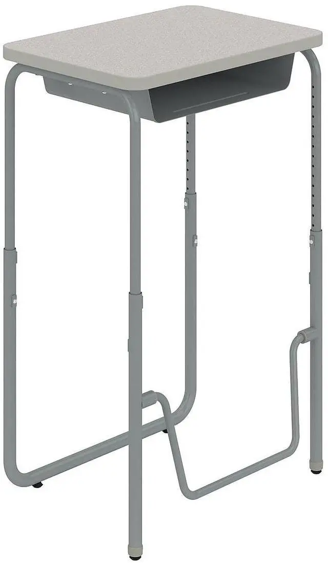 Alt view image 7 of 7 - Safco 1224GR AlphaBetter 2.0 Height-Adjustable Student Desk with Pendulum Bar and Book Box - 27.75 x 19.75 x 29 to 43 - Pebble Gray