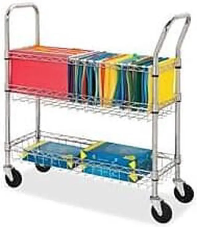 Alt view image 2 of 10 - Lorell Wire Mail Cart Ltr/Lgl 34-1/4"x12-1/2"x40" Chrome 84857