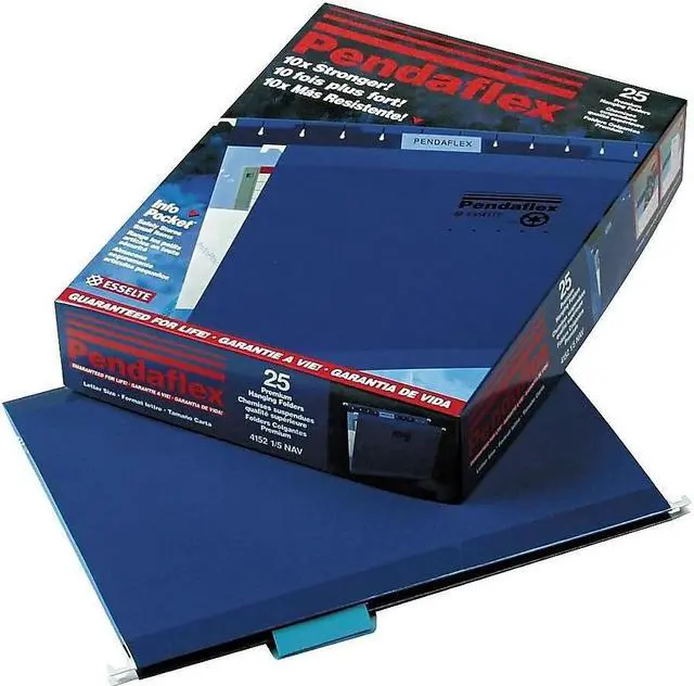 Alt view image 13 of 15 - Pendaflex Reinforced Hanging Folders 1/5 Tab Letter Navy 25/Box 415215NAV