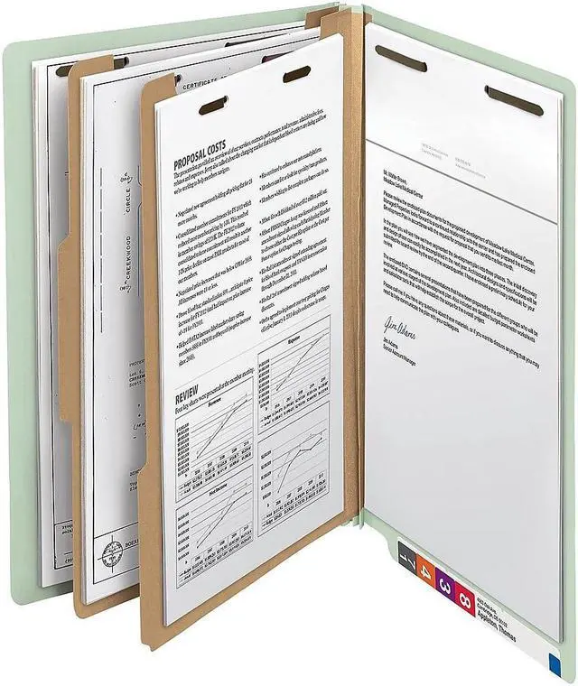 Alt view image 11 of 14 - Smead Classificatn Folders Lgl Recycled 2 Div 10/BX GY Green 29802
